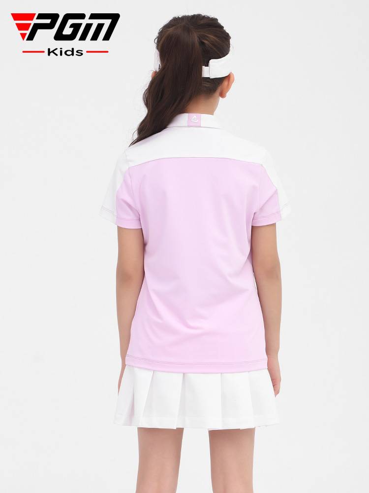 Pgm children's golf ball summer golf clothes girl clothing short -sleeved top new sports clothing