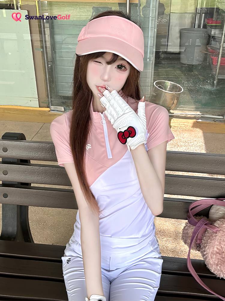 golf glove woman kitty cat butterfly-toucher glove shows sliding hand and hand