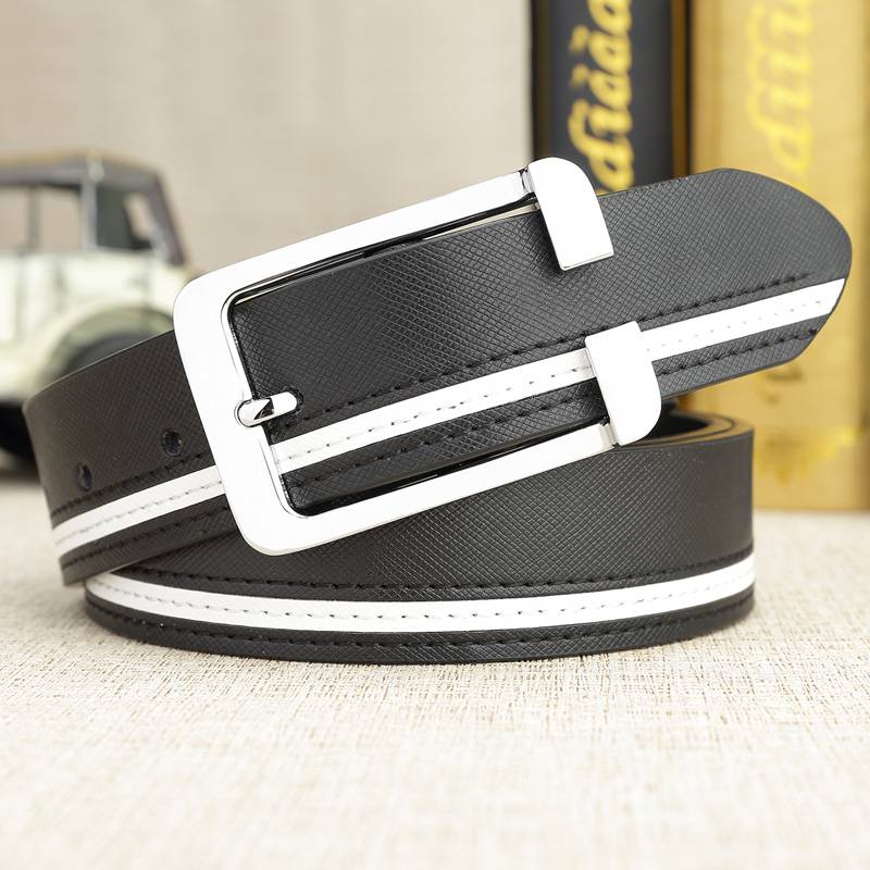 Blue belt men's leather needle buckle Japanese Korean version of trendy casual young people pants belt elementary school students golf
