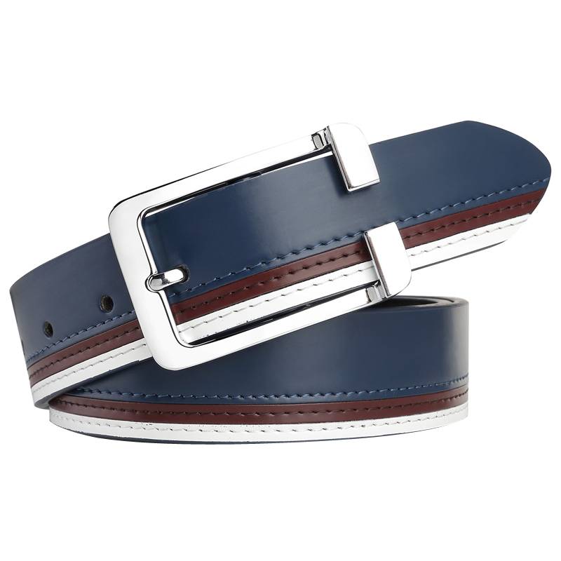 Blue belt men's leather needle buckle Japanese Korean version of trendy casual young people pants belt elementary school students golf