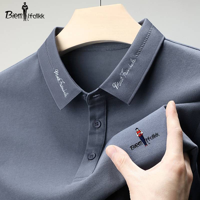 BISLEPHIN MEN'S SHORT SLEEVES T-SHIRTS FOR 2024 SUMMER COMMERCIAL LEISURE, PURE COTTON-COLOURED POLO