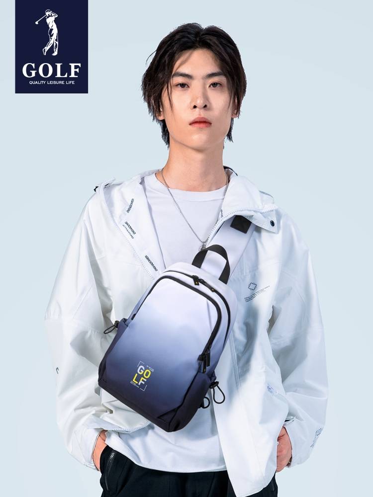 Golf golf chest bag fashion contrasting color gradient backpack anti -splash water splash -capacity shoulder bag messenger bag