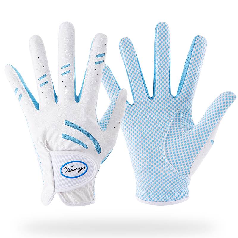 Two pairs of pairs of free golf glove children Korean version of anti -skid glove palm cardiac silicone particles left and right hands