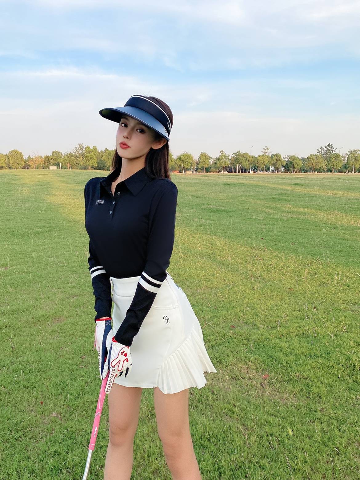 golf up clothing female spring golf long -sleeved female golf female skirt set female Golf ball uniform is thin