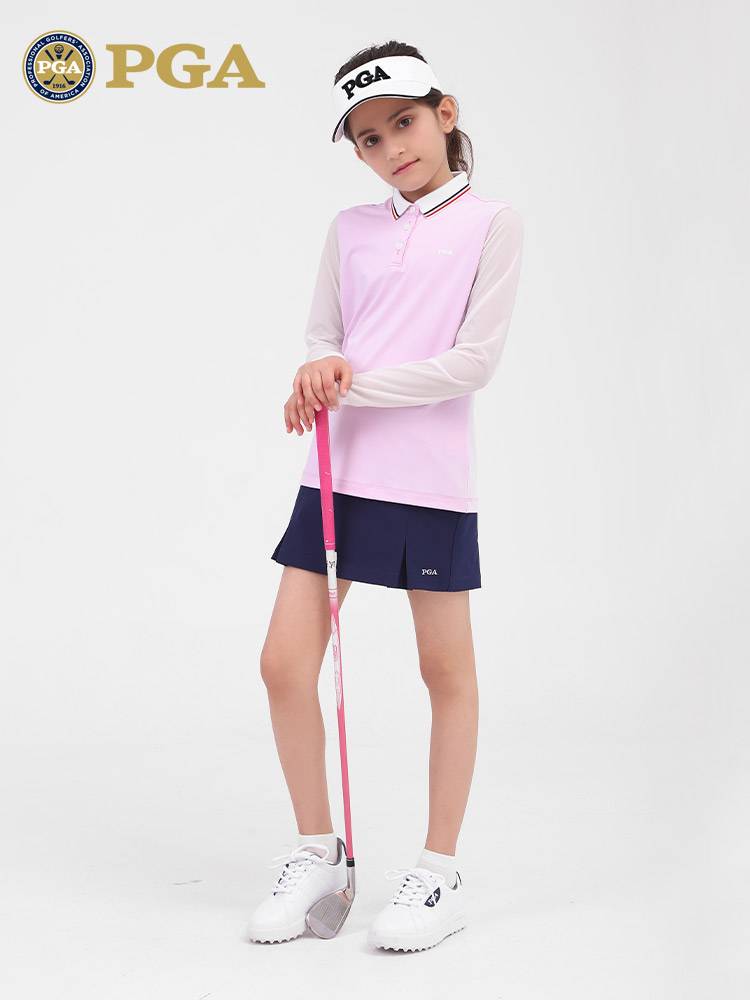 American pga children's golf clothes girl summer short -sleeved T -shirt POLO shirt clothing youth clothing