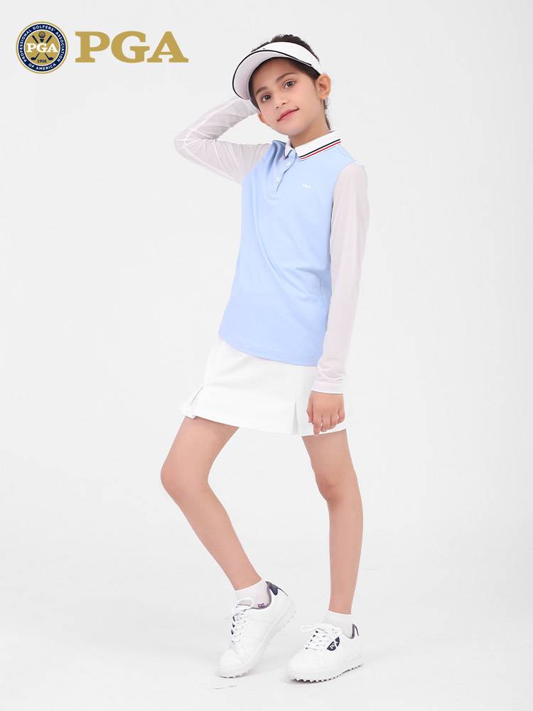 American pga children's golf clothes girl summer short -sleeved T -shirt POLO shirt clothing youth clothing