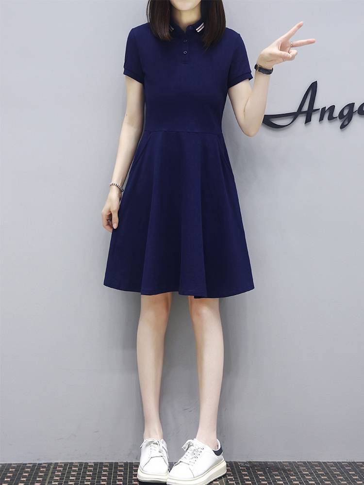 recreational sports dress girl with a thin new summer golfer in her pocket with a long dress in the polo dress