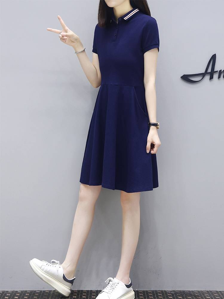 recreational sports dress girl with a thin new summer golfer in her pocket with a long dress in the polo dress