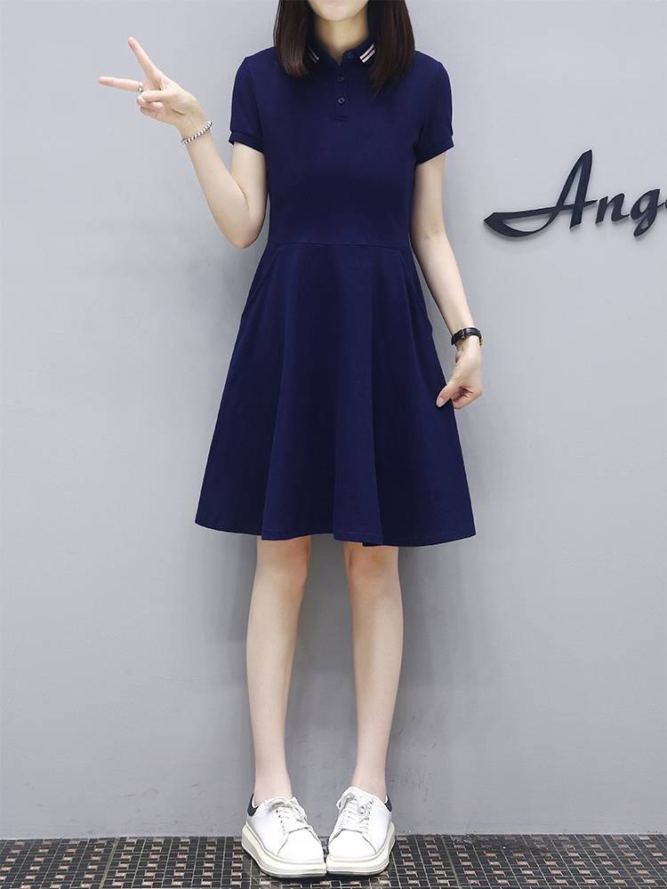 recreational sports dress girl with a thin new summer golfer in her pocket with a long dress in the polo dress