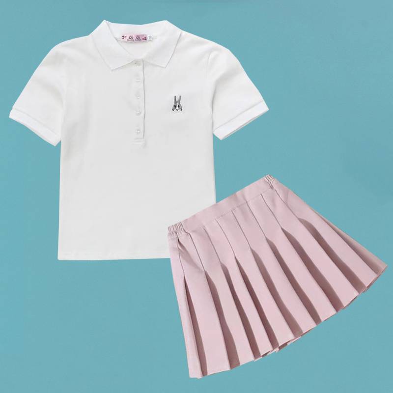 golf girls in clothes campaign with summer children's short sleeves and t-shirts in short skirts