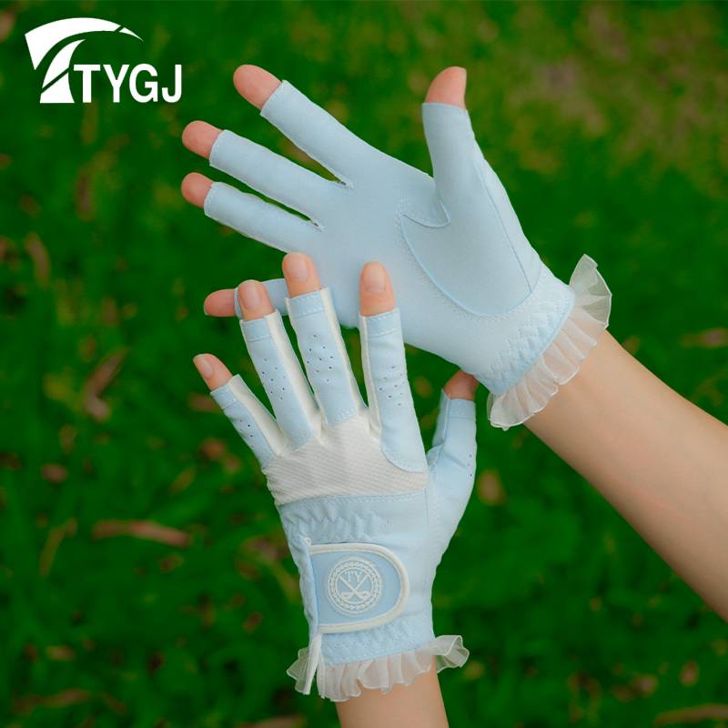 Golf gloves ladies dew gloves semi -finger -can be touched super fiber cloth summer breathable color combination left and right hands