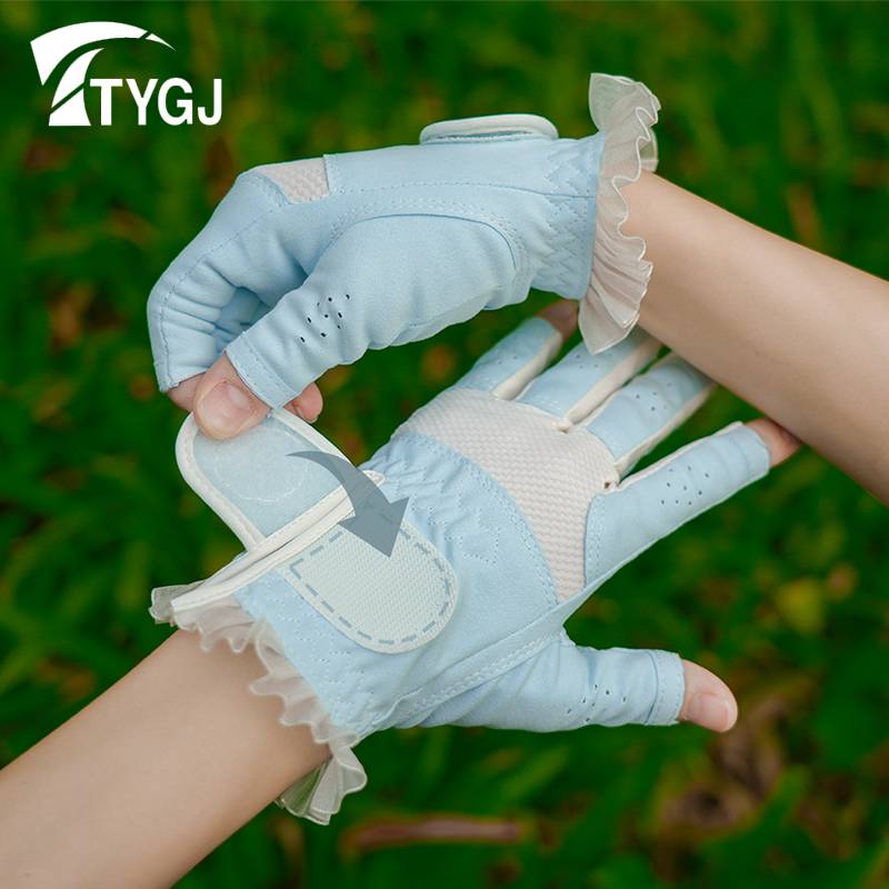 Golf gloves ladies dew gloves semi -finger -can be touched super fiber cloth summer breathable color combination left and right hands
