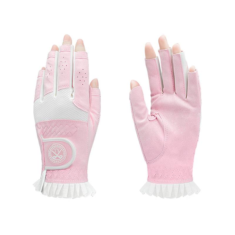 Golf gloves ladies dew gloves semi -finger -can be touched super fiber cloth summer breathable color combination left and right hands