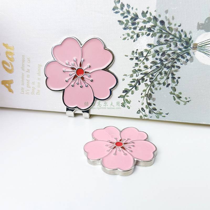 Golf hat clip pink flower horse with magnet hat clip hip flower dual -use ball label Golf Mark ball position label