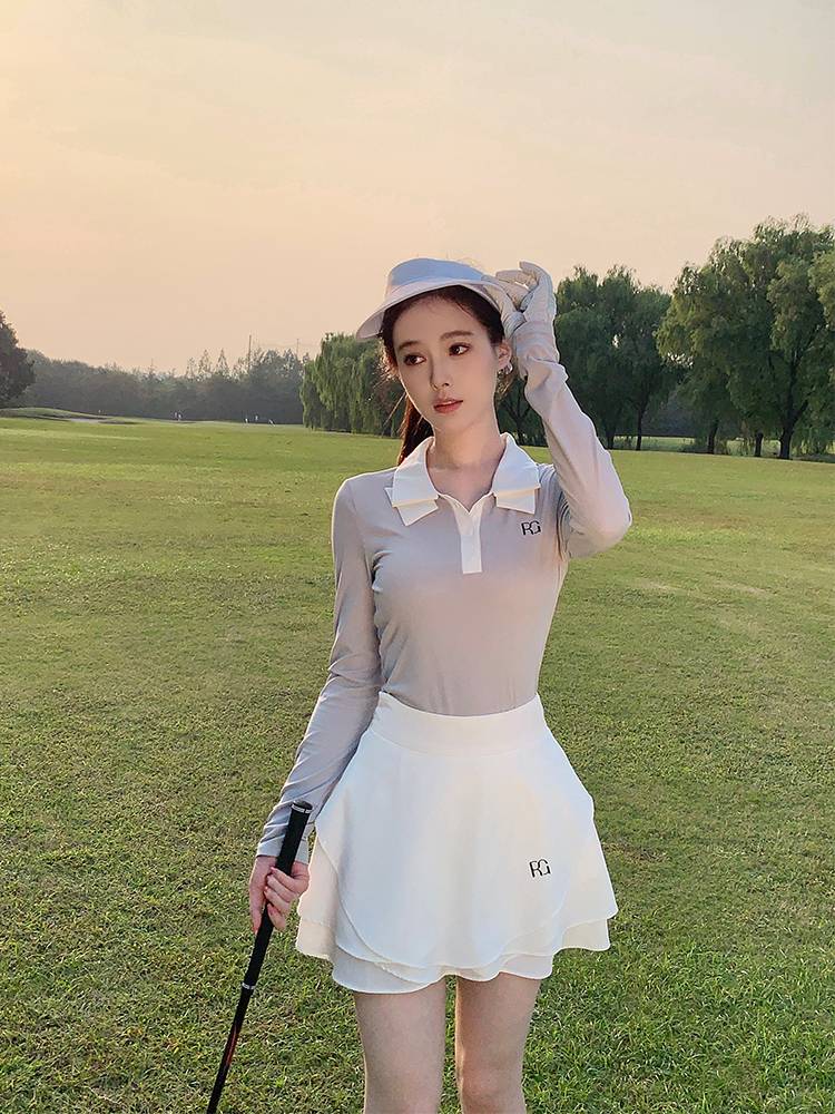 Regolf Sports sunscreen and breathable summer POLO shirt long -sleeved top female golf tennis skirt two pieces