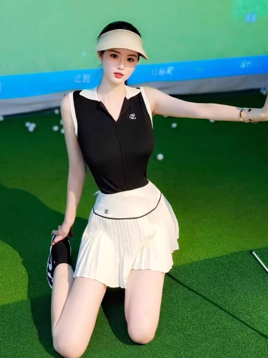 a new 2024 golf dress for women in their summer dry short sleeves, a sports-ass short skirt suit