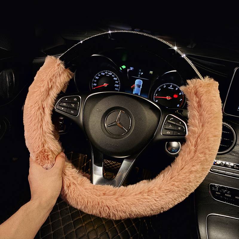 Temperament Bean Paste-Plush Diamond steering wheel sleeve