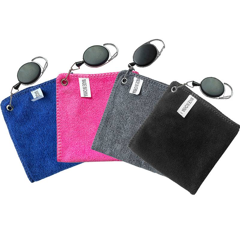 Golf towel wiping rod cloth rubbing the rod head cotton sweat sucking and soft strap multi -function can retractable and linked 70cm