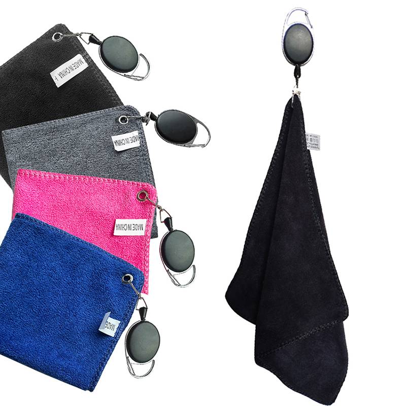 Golf towel wiping rod cloth rubbing the rod head cotton sweat sucking and soft strap multi -function can retractable and linked 70cm