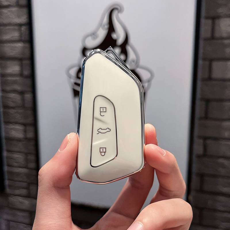 Volkswagen J style-smart 3 key [single shell white]+silver number plate