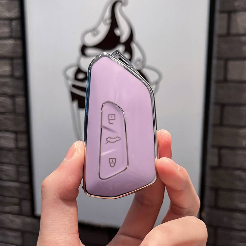 Volkswagen J style-smart 3 key [single shell purple]+silver number plate
