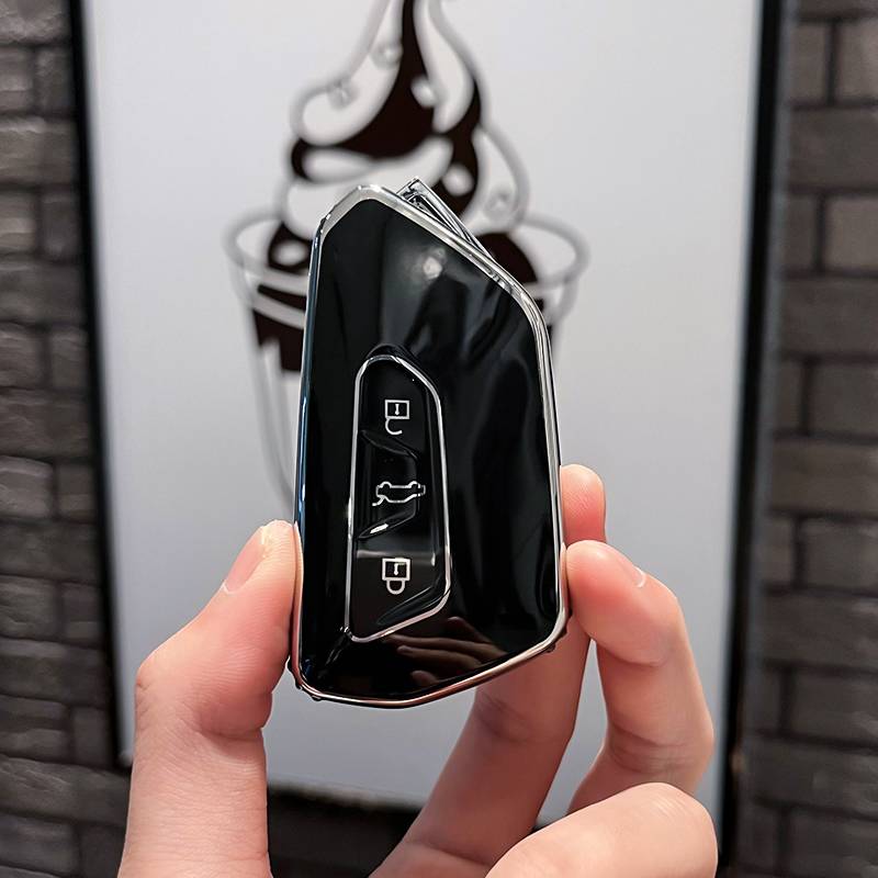 Volkswagen J style-smart 3 key [single shell black]+silver number plate