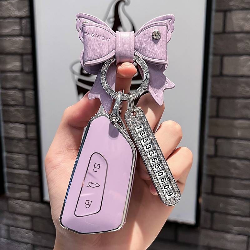 Volkswagen J-Smart 3 key [Single-shell Purple]+Purple Bow Drilling Drilling+Silver Number