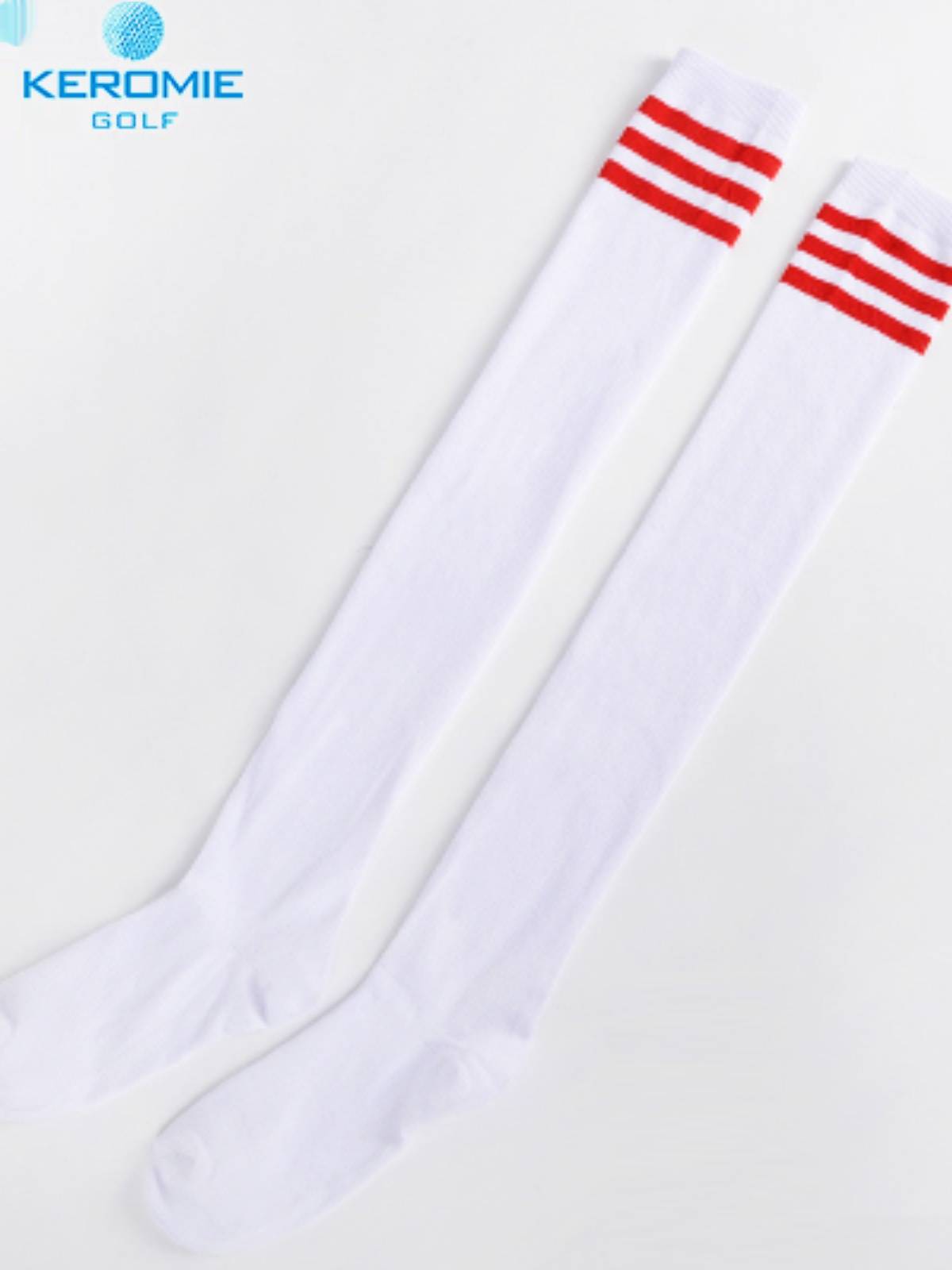 Golf ball socks, knee socks, female high cylinder spring and summer long socks, female football, cotton cotton non -slip thigh socks
