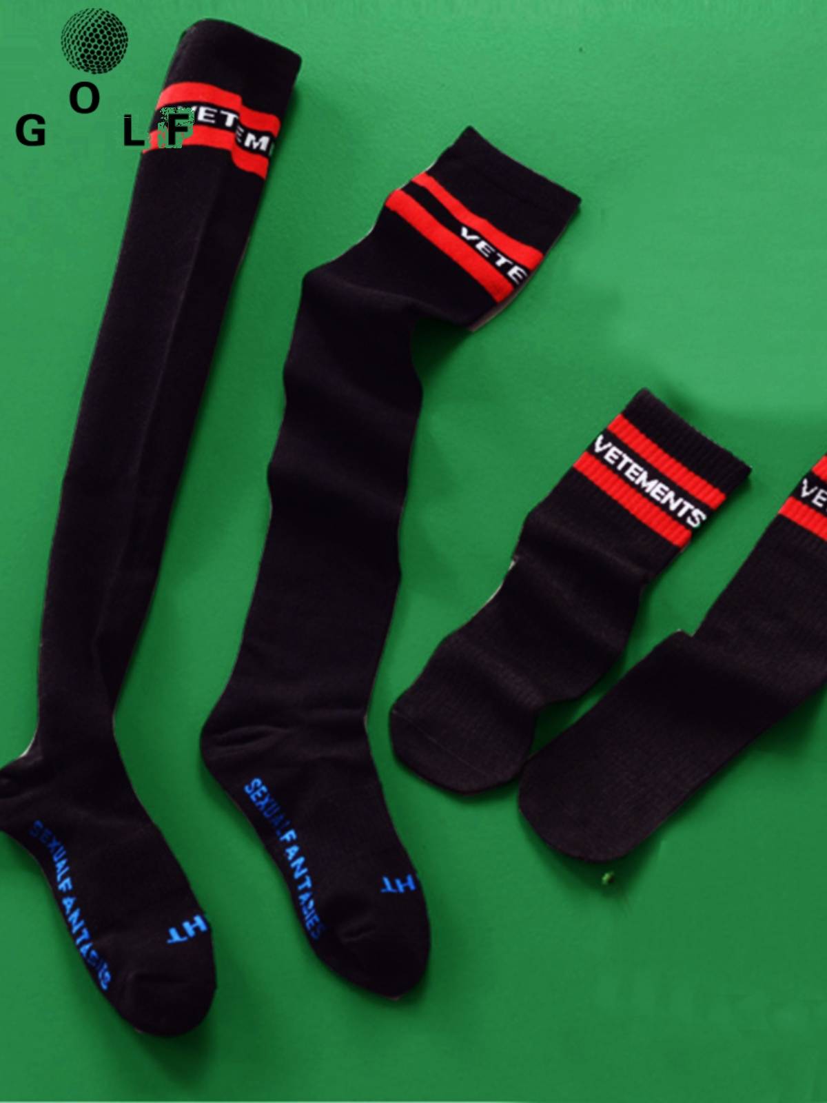 Golf ball socks, knee socks, female high cylinder spring and summer long socks, female football, cotton cotton non -slip thigh socks