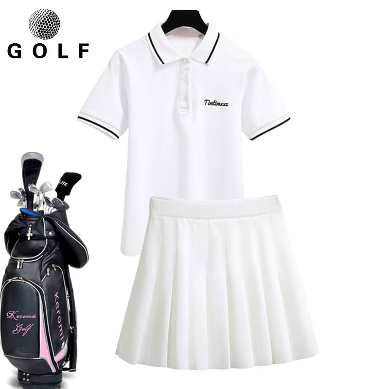 Korean golf clothes clothing women's sports set Golf women's short -sleeved T -shirt anti -light shorts skirt