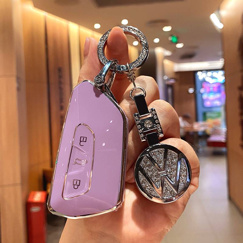 [Volkswagen E] Purple+drilling car logo+ribbon round buckle