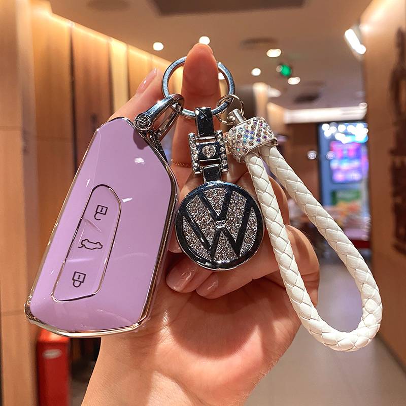 [Volkswagen E] Purple+drilling car logo+white braid rope