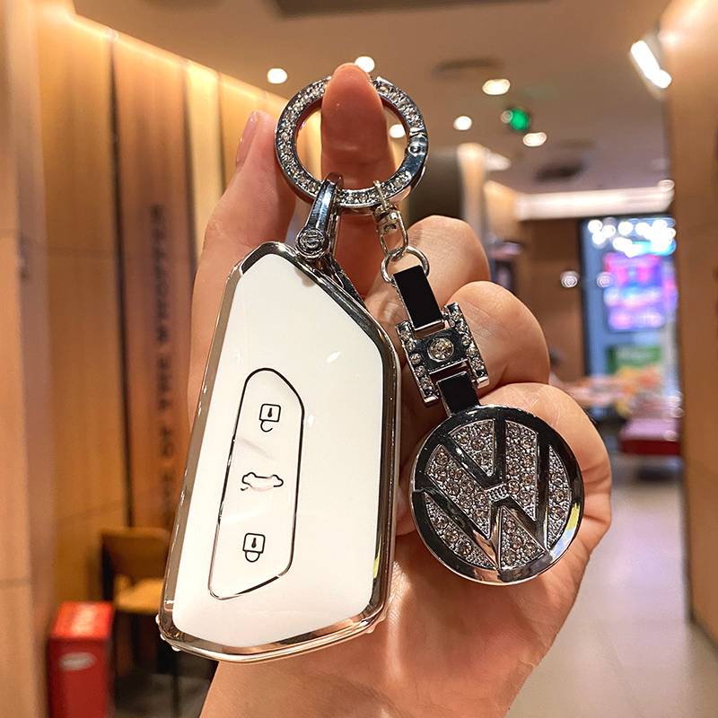 [Volkswagen E] White+drilling tram logo+drilling round buckle