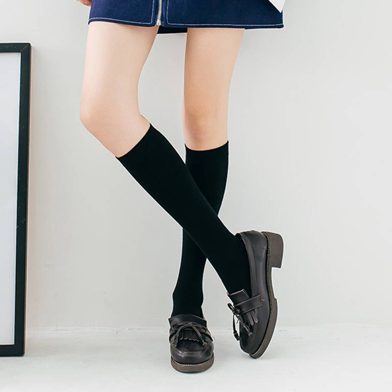 Golf socks female second bar calf socks and knee socks spring and summer, cotton cotton mid -high cylinder half -tube long socks