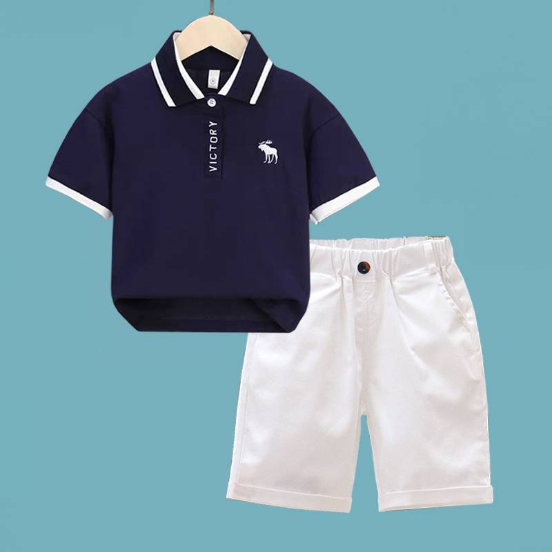 Children golf short -sleeved T -shirt top boys sports suit summer Golf children's clothing casual shorts boys pants