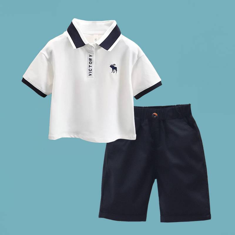 Children golf short -sleeved T -shirt top boys sports suit summer Golf children's clothing casual shorts boys pants