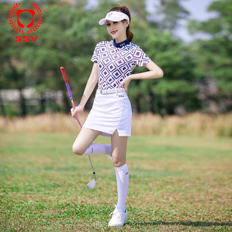 Golf summer short -sleeved new top top women's clothing suit Sports skirt slimming golf sweat absorption printing