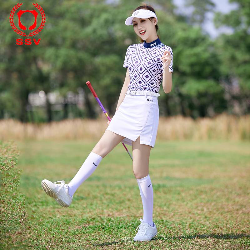 Golf summer short -sleeved new top top women's clothing suit Sports skirt slimming golf sweat absorption printing
