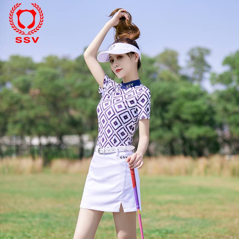 Golf summer short -sleeved new top top women's clothing suit Sports skirt slimming golf sweat absorption printing