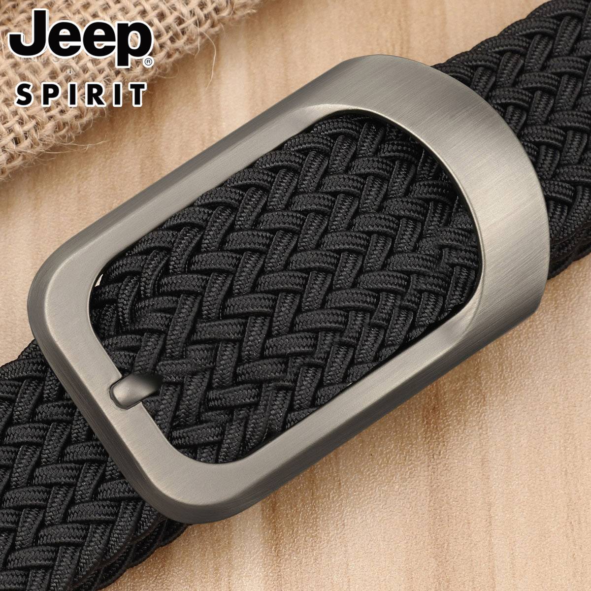 Jeep belt male casual loose elastic waistband women's comfort canvas golf denim trousers with knitted knitted