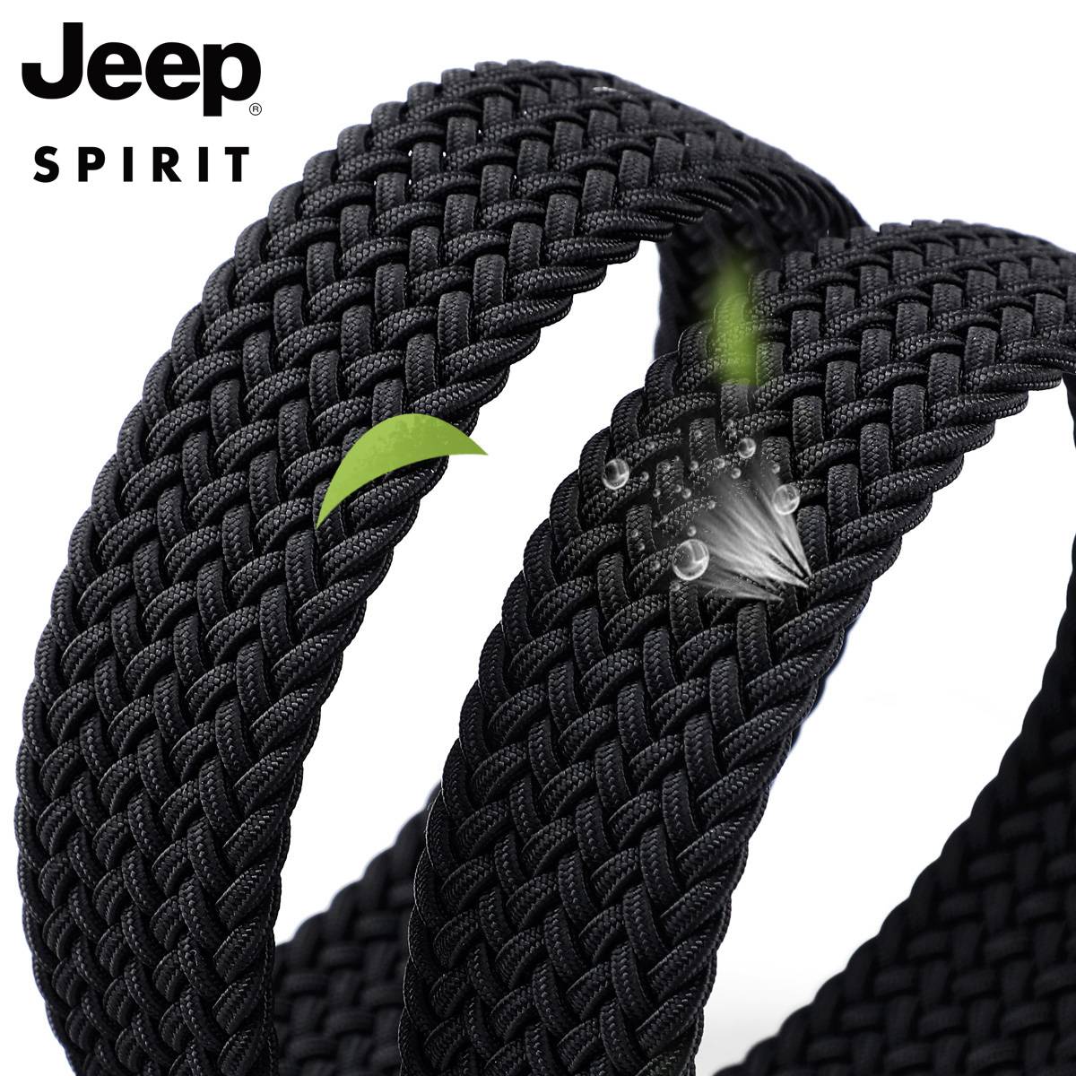 Jeep belt male casual loose elastic waistband women's comfort canvas golf denim trousers with knitted knitted