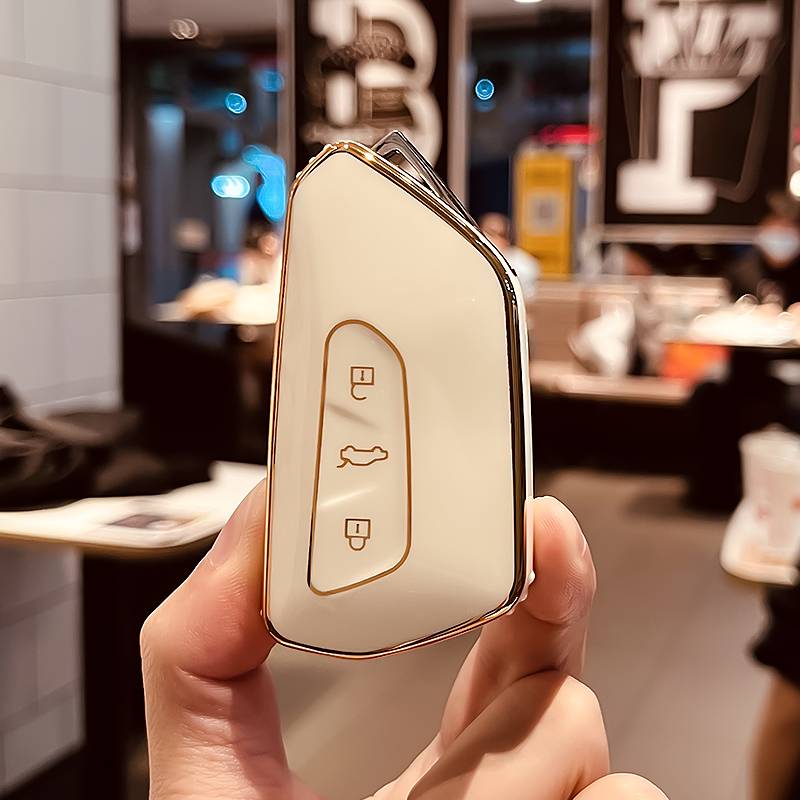 Volkswagen J style-smart 3 key [single shell white]+gold number plate