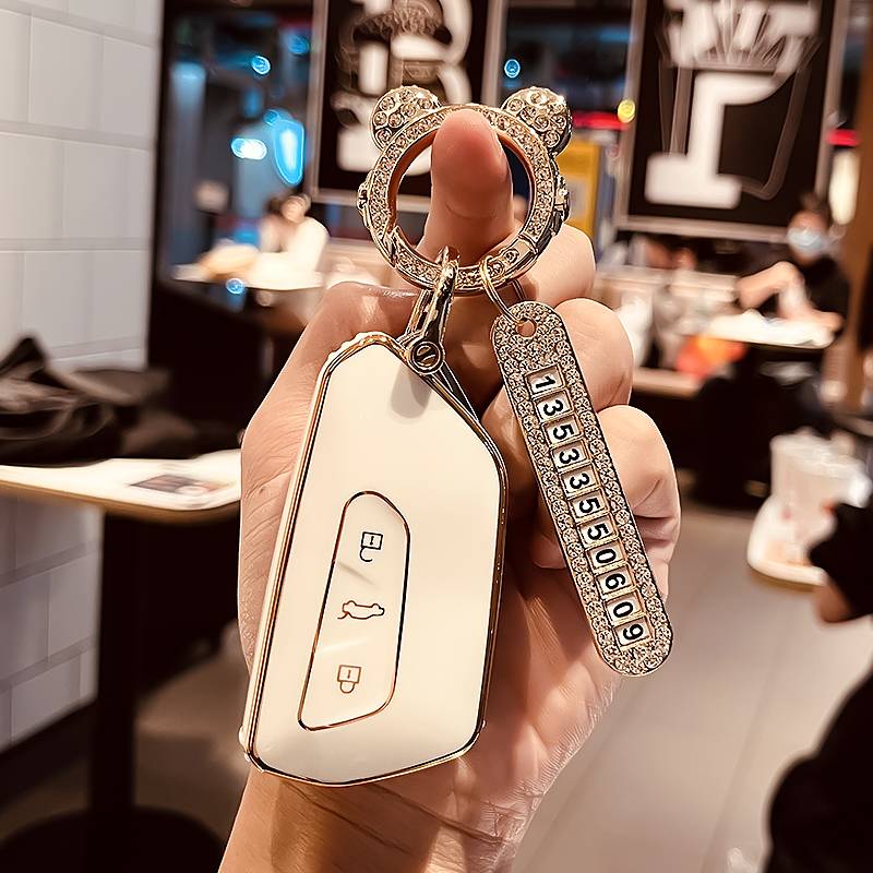 Volkswagen J-Smart 3 key [Single-shell White]+Golden Astronomy Drilling+Golden Number Sign
