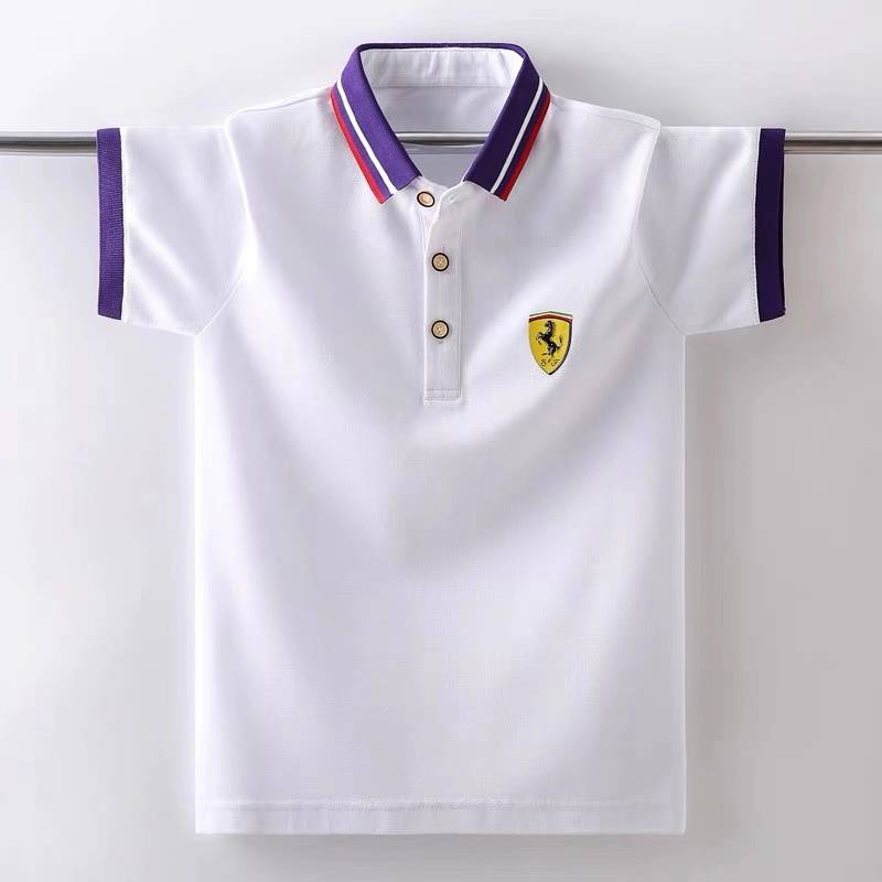Summer boy with a child golf shirt on his sleeve, golf dress and get a t-shirt for boys