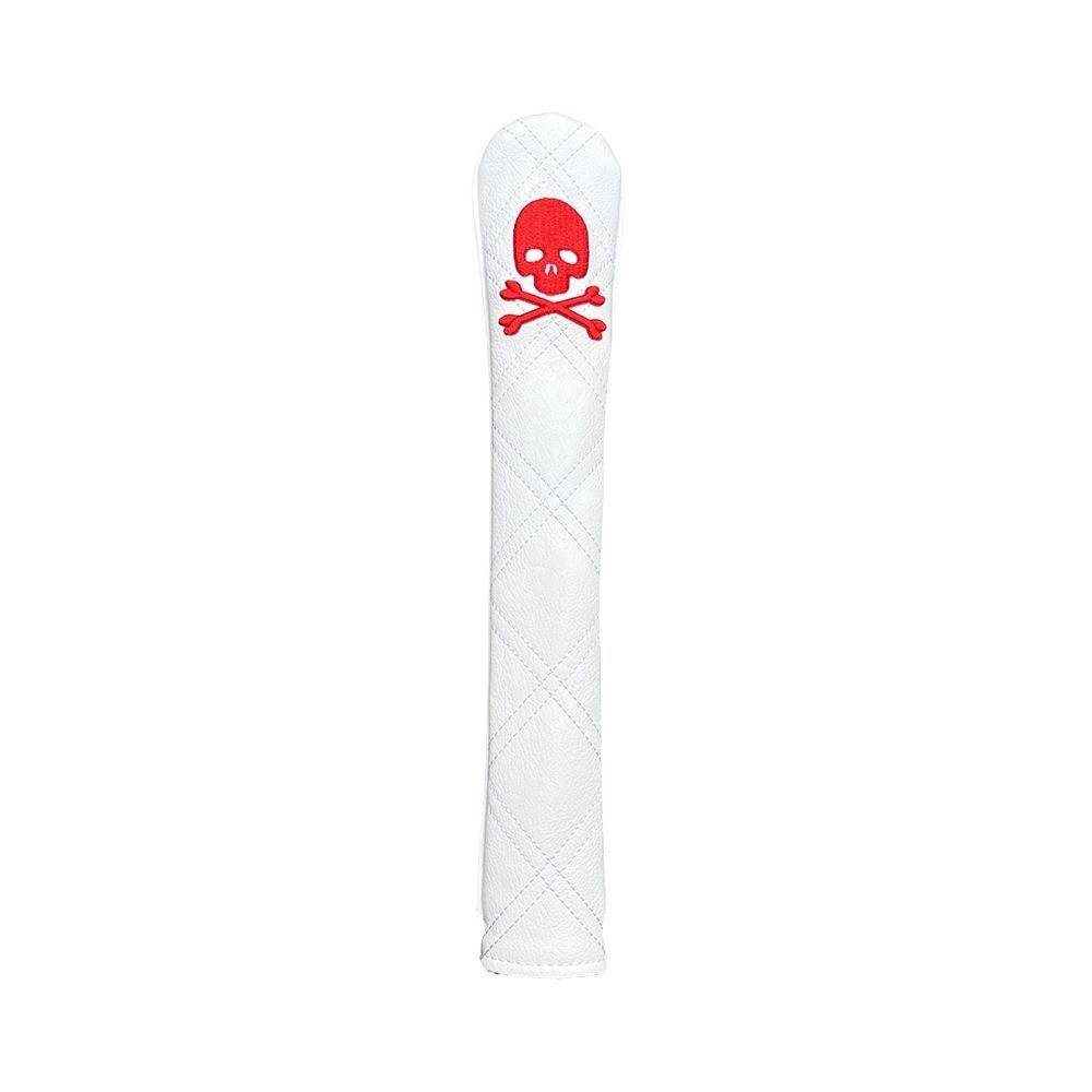 GOLF POINTS TO A SKULL-DIRECTIONED PU LEATHER LOCATOR TO PRACTICE BASEBALL ROD PROTECTION