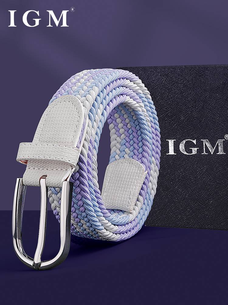 Belt female woven elastic canvas belt golf trousers with jeans with jeans are not perforated and loosened and wild needle belt