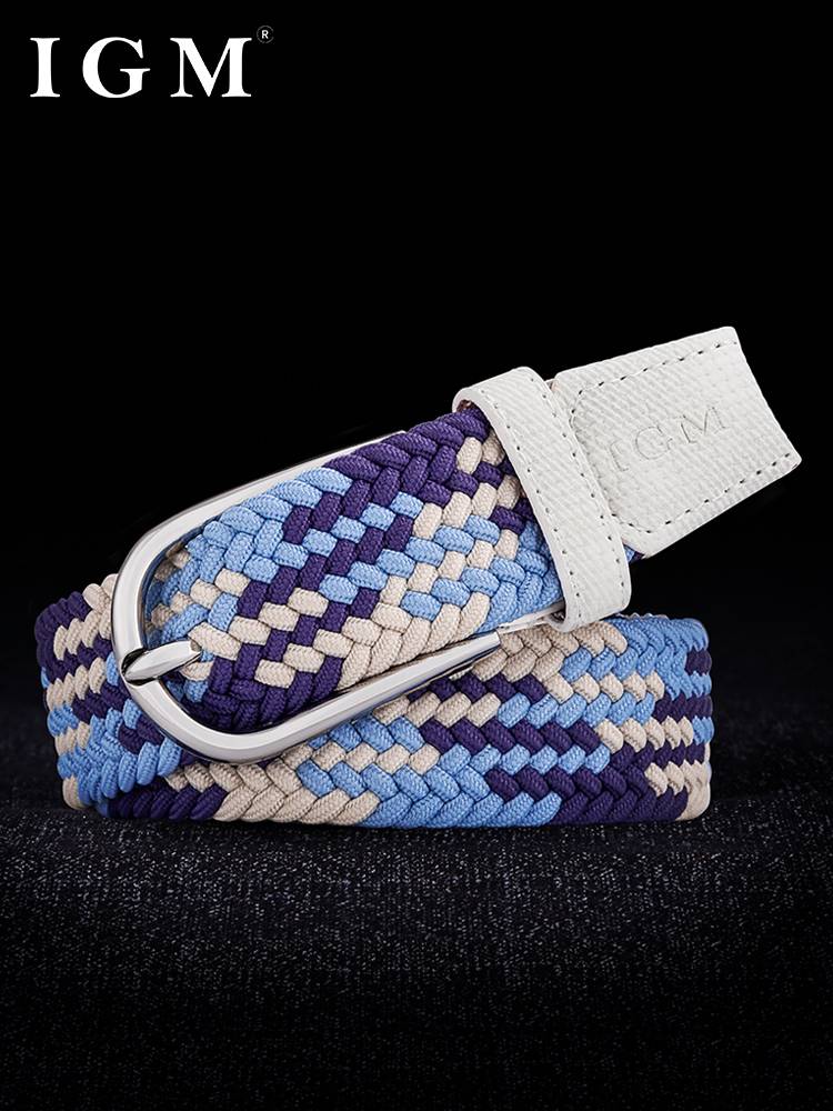 Belt female woven elastic canvas belt golf trousers with jeans with jeans are not perforated and loosened and wild needle belt