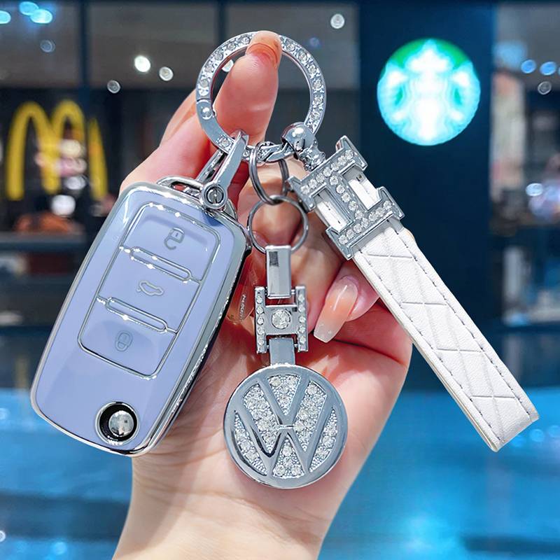 [Volkswagen A] Blue-high-grade leather rope buckle+drilling logo