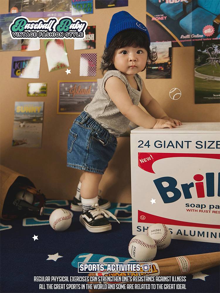 Children's photography and clothing boys take pictures props clothing summer sports baseball theme photo studio art photo photos