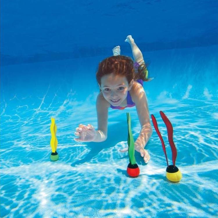 Children's underwater sinking fish torpedo seagrass interacting toys Children underwater training with qi swimming diving stick diving ring